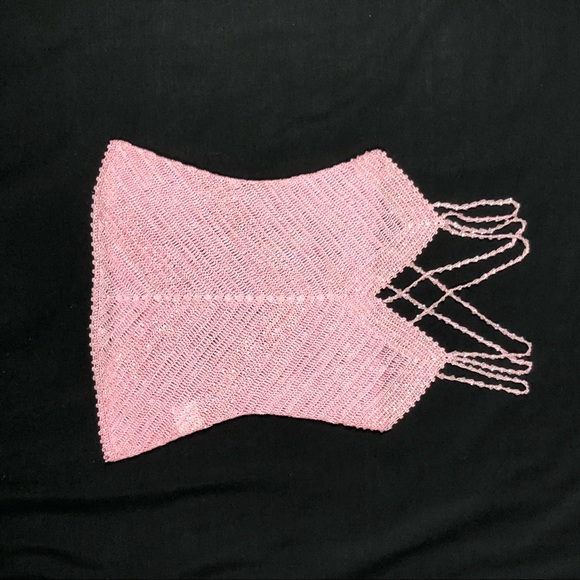 Baby Pink Y2K Beaded Crochet Strappy Tank Top - Picture 3 of 10